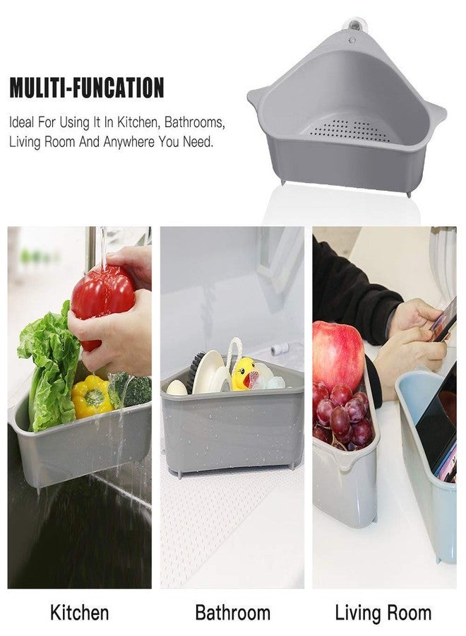 KASUMBI Drain Shelf Sink, Triangular Sink Basket Storage Rack Sucker, Sink Sponge Holder for Kitchen Bathroom Support Corner (Multi Color) - Image 3